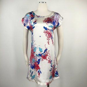 Bilingual Size 4 Dress Silk Satin Tee Floral Print